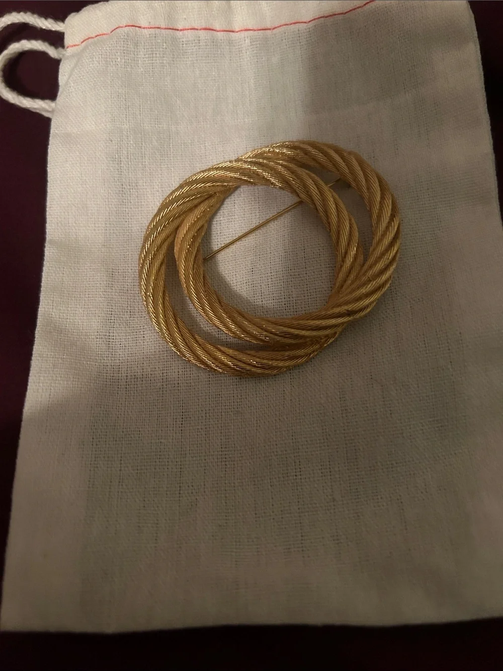 Dior Gold Twisted Rope Circle Brooch